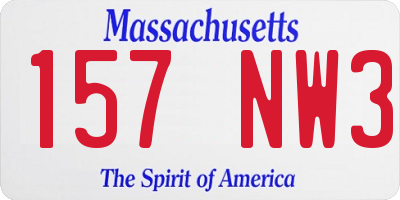 MA license plate 157NW3
