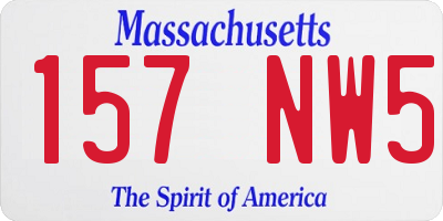 MA license plate 157NW5