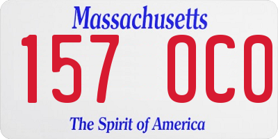 MA license plate 157OC0