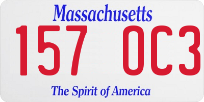 MA license plate 157OC3