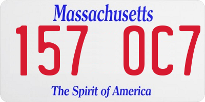 MA license plate 157OC7
