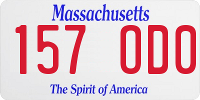 MA license plate 157OD0