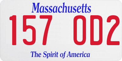 MA license plate 157OD2