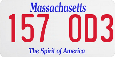 MA license plate 157OD3