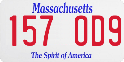 MA license plate 157OD9