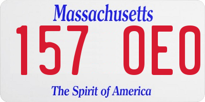 MA license plate 157OE0