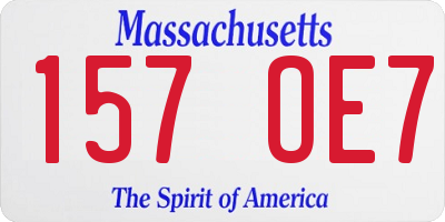MA license plate 157OE7