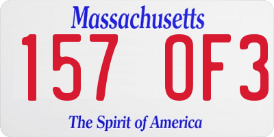 MA license plate 157OF3