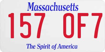 MA license plate 157OF7