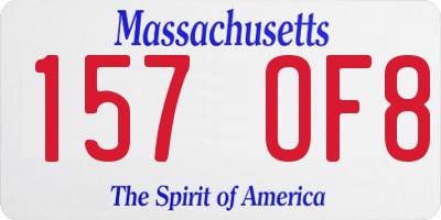MA license plate 157OF8