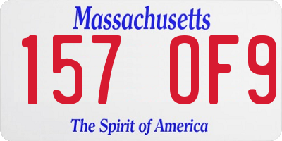 MA license plate 157OF9