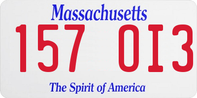 MA license plate 157OI3