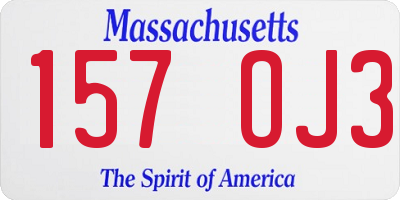 MA license plate 157OJ3