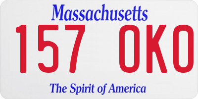 MA license plate 157OK0