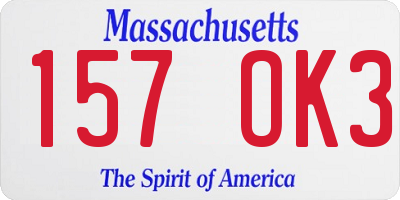 MA license plate 157OK3