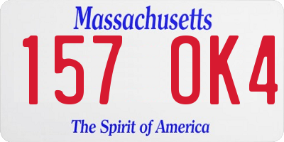 MA license plate 157OK4