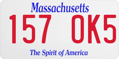 MA license plate 157OK5