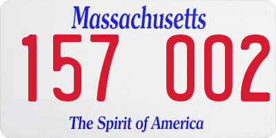 MA license plate 157OO2