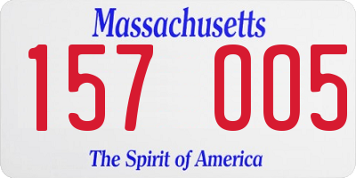 MA license plate 157OO5
