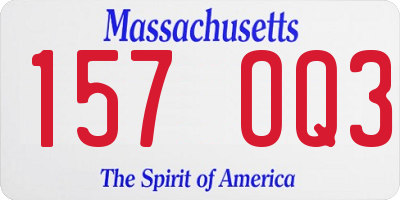 MA license plate 157OQ3
