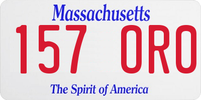 MA license plate 157OR0