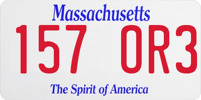 MA license plate 157OR3