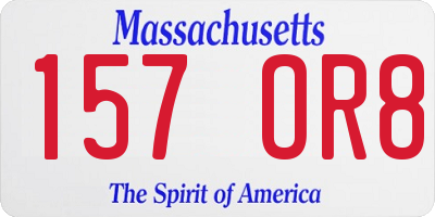 MA license plate 157OR8