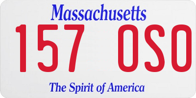 MA license plate 157OS0