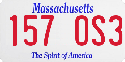 MA license plate 157OS3