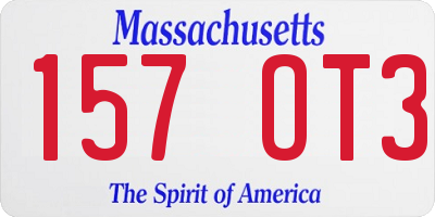 MA license plate 157OT3