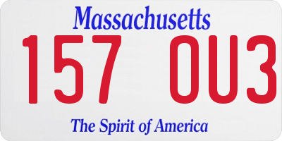 MA license plate 157OU3