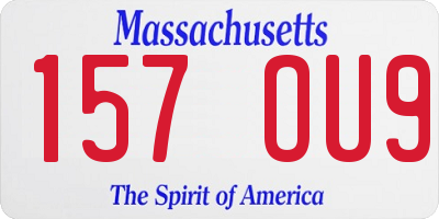 MA license plate 157OU9