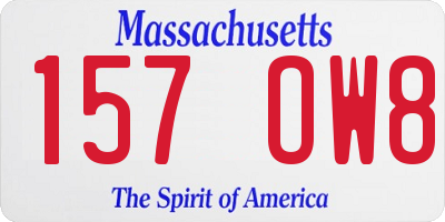 MA license plate 157OW8