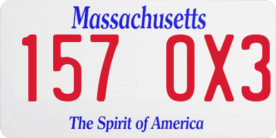 MA license plate 157OX3
