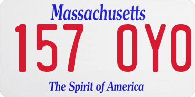 MA license plate 157OY0