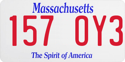 MA license plate 157OY3