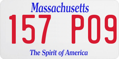 MA license plate 157PO9