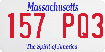 MA license plate 157PQ3
