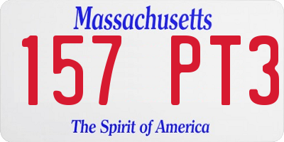 MA license plate 157PT3