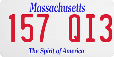 MA license plate 157QI3