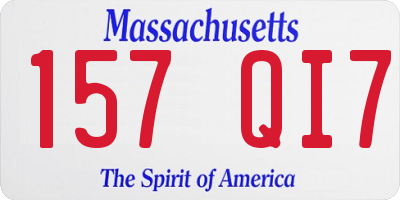 MA license plate 157QI7