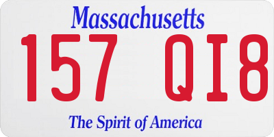 MA license plate 157QI8