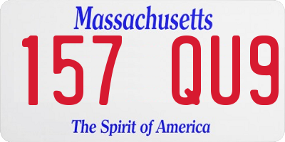 MA license plate 157QU9