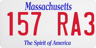 MA license plate 157RA3