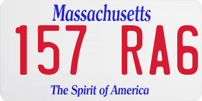 MA license plate 157RA6