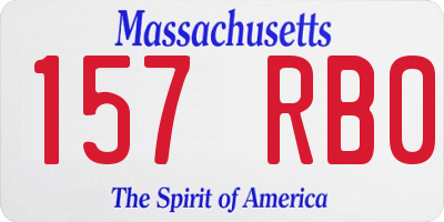 MA license plate 157RB0