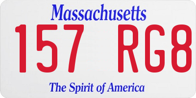 MA license plate 157RG8