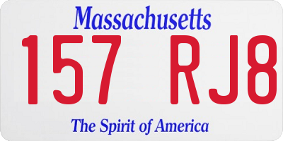 MA license plate 157RJ8