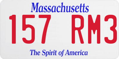 MA license plate 157RM3