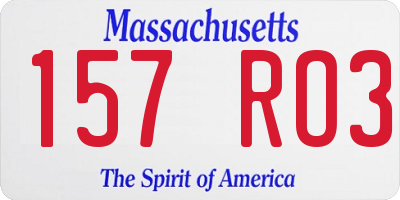 MA license plate 157RO3
